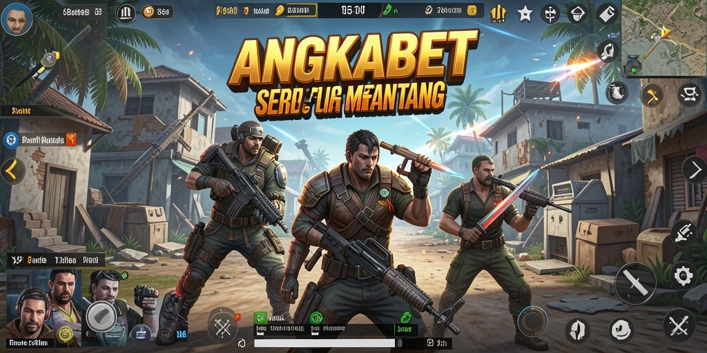 Screenshot gameplay <strong>ANGKABET</strong> menampilkan aksi Battle Royale yang intens dan mendebarkan.