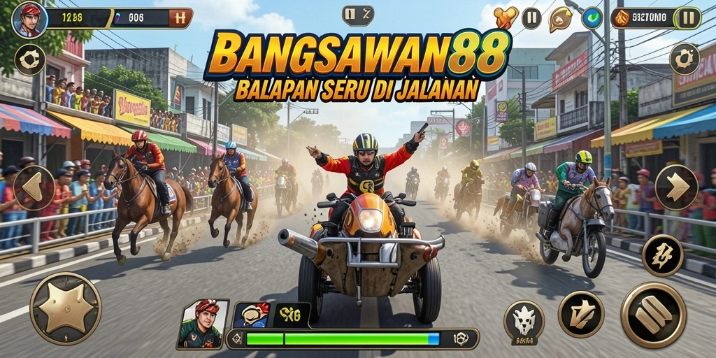 Screenshot BANGSAWAN88 menampilkan aksi balapan seru di lintasan yang menantang.