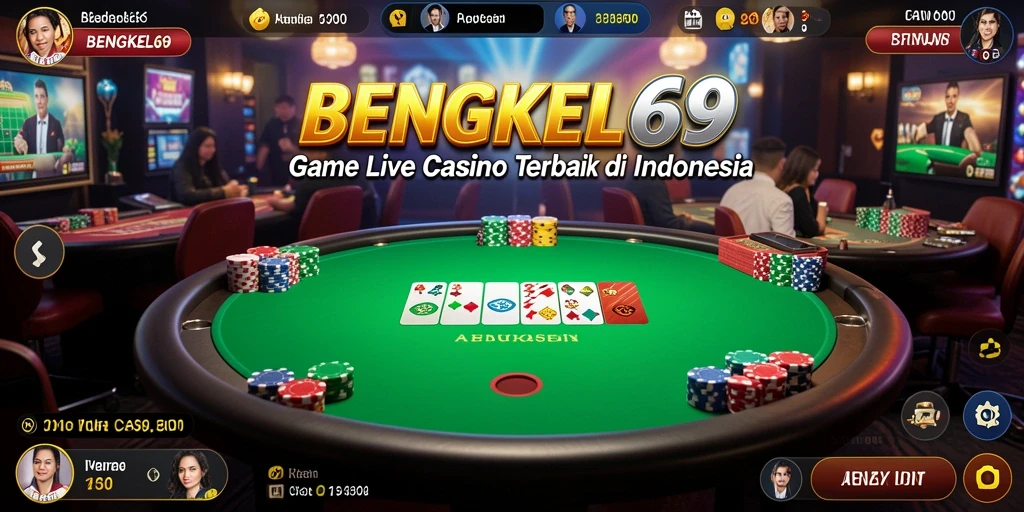 Screenshot gameplay Live Casino BENGKEL69 yang menampilkan dealer profesional.