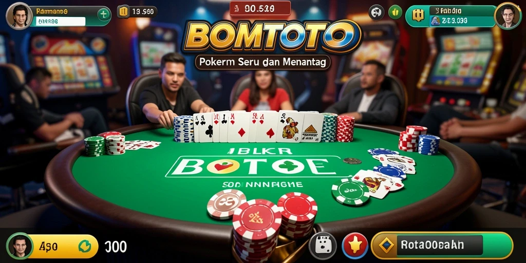 Tampilan dinamis dari gameplay Poker di BOMTOTO.