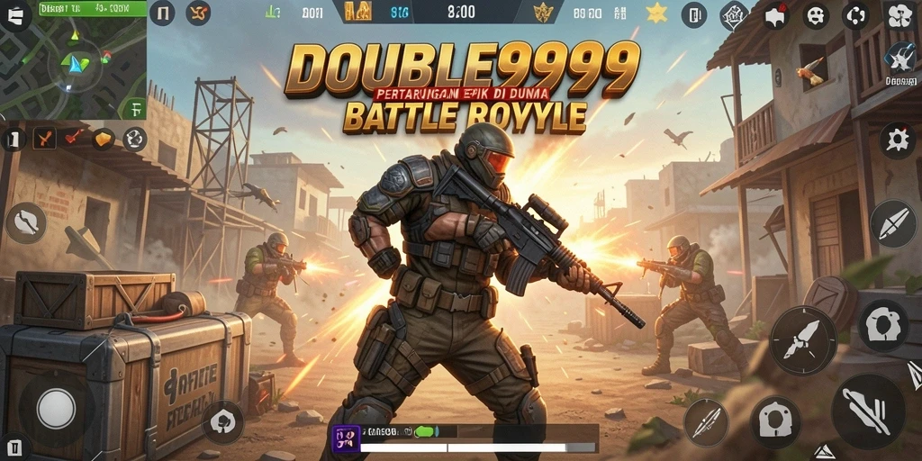 Tampilan menegangkan dari gameplay Battle Royale dalam DOUBLE999
