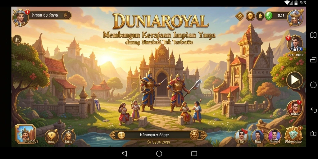 Tampilkan gameplay menarik DUNIAROYAL dengan simulasi kerajaan.