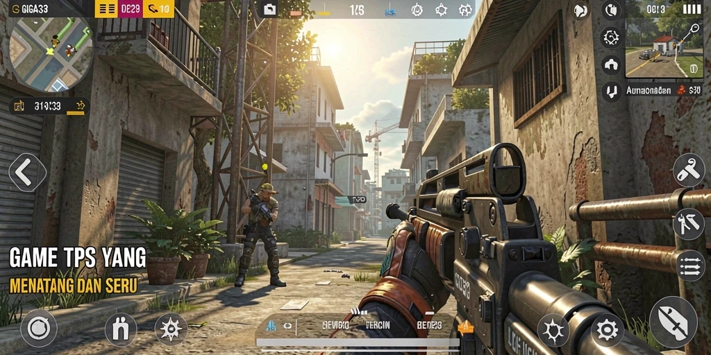 Tampilan gameplay <strong>GIGA33</strong> yang seru dan mendebarkan dengan aksi tembak-menembak.