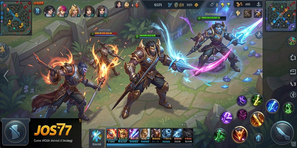 Screenshot JOS77 menampilkan aksi seru dalam gameplay MOBA.