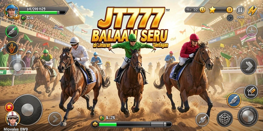 Gameplay menegangkan di lintasan balap JT777.