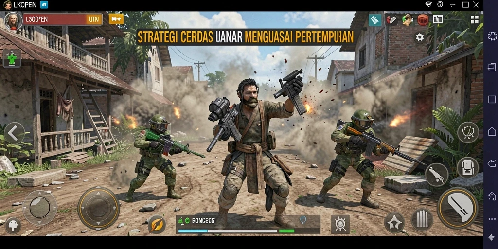 Tangkapan layar gameplay LKOPEN menunjukkan pertempuran strategi yang intens.