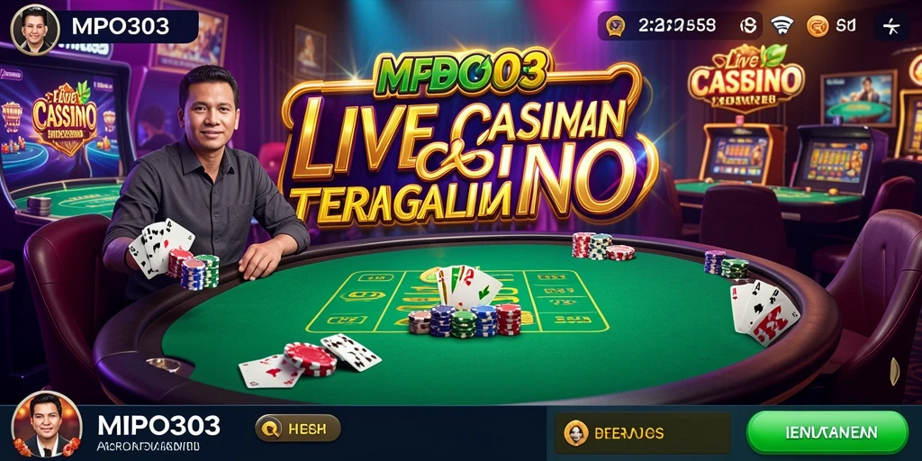 Screenshot MPO303 menampilkan dealer ramah dalam permainan live casino.