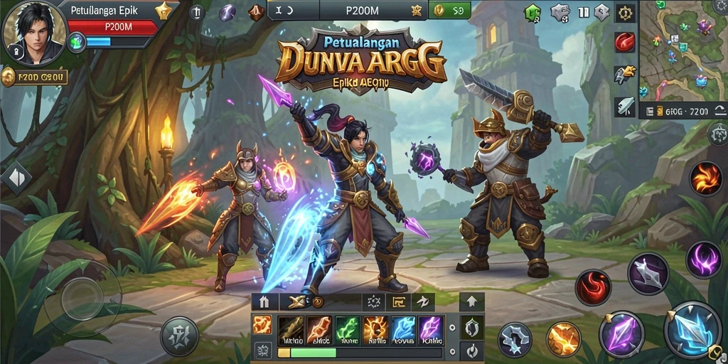 Gameplay P200M yang mendebarkan dengan karakter yang berwarna-warni.