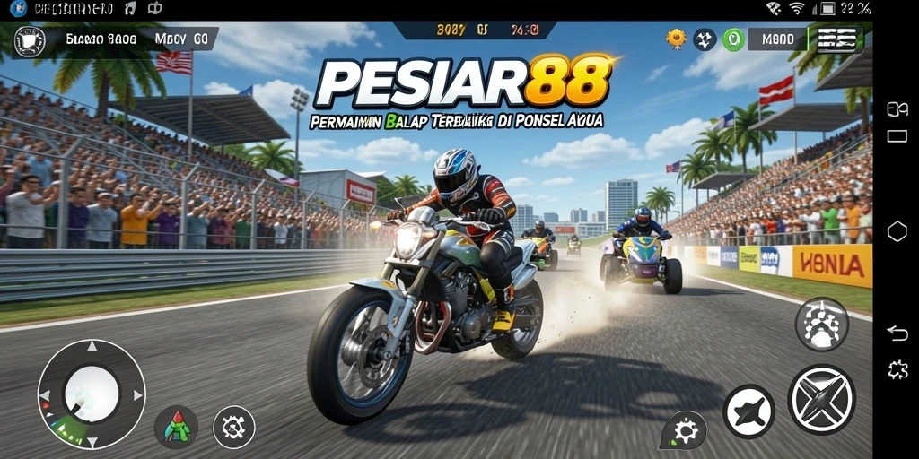 Gameplay seru PESIAR88 dengan balapan yang mendebarkan.