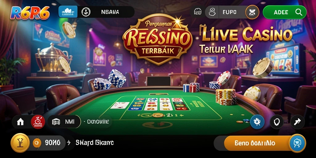 Screenshot R6R6 menampilkan dealer langsung dan gameplay seru di Live Casino.