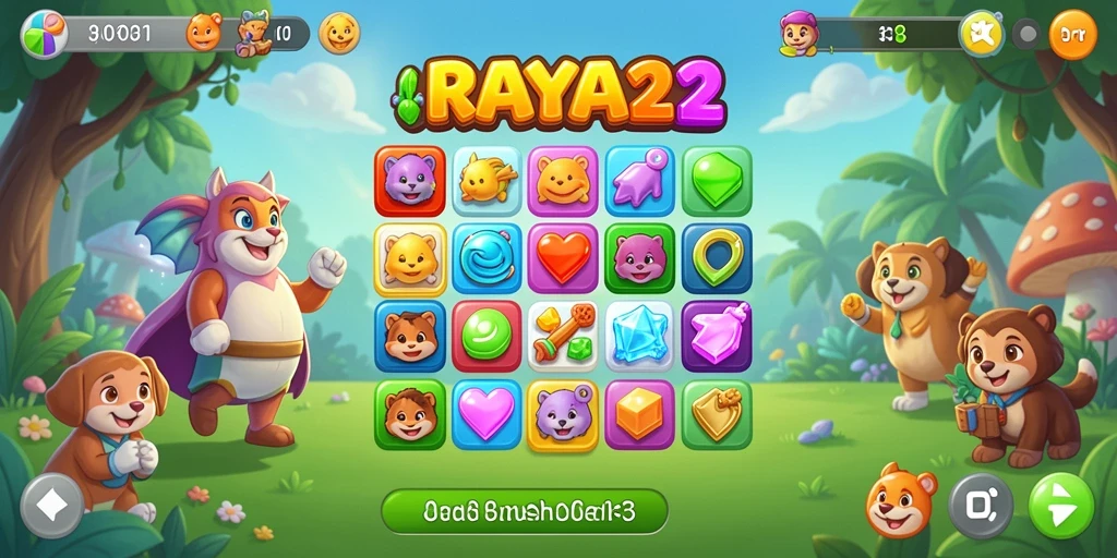 Tampilan gameplay RAYA22 yang mengasyikkan dengan puzzle Match-3.