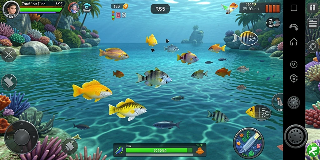 Tampilan gameplay Tembak Ikan yang seru di RK55.