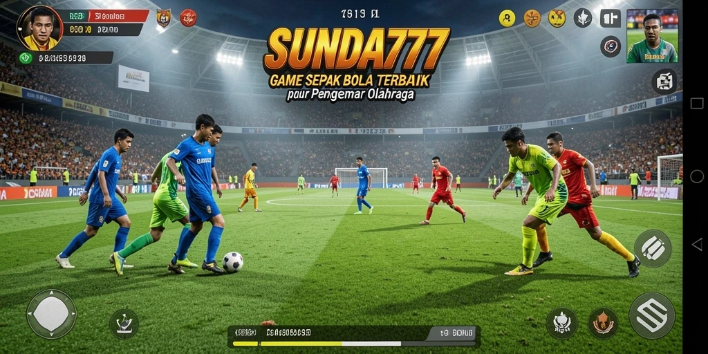 Tangkapan layar gameplay SUNDA777 menampilkan aksi menarik di lapangan sepak bola.