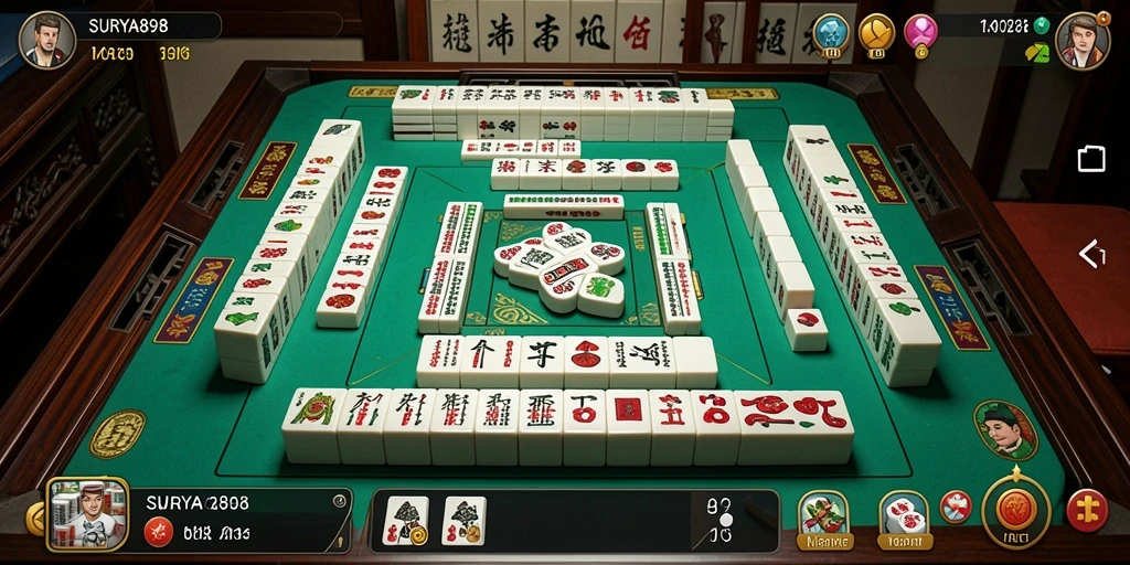 Tangkapan layar utama SURYA898 menampilkan gameplay Mahjong yang menarik.