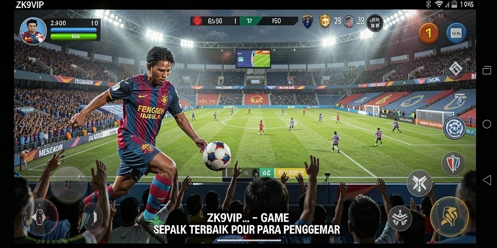 Gameplay ZK9VIP yang menampilkan aksi sepak bola mendebarkan.
